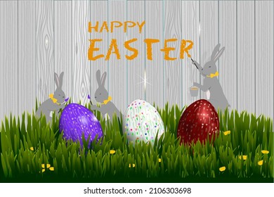 Happy Easter greeting card. Vector illustration.