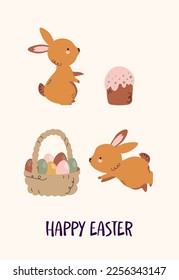 Happy Easter greeting card. Vector illustration