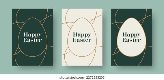 Happy Easter Greeting Card. Vector Design Template for Easter Holiday. Collection of Elegant and Trendy Easter Card Templates with Geometric Easter Egg Illustration. Stock Vector