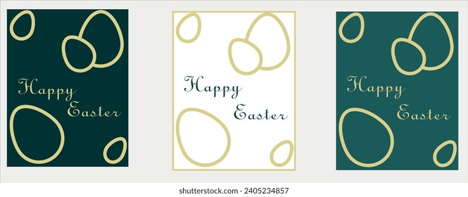 Happy Easter Greeting Card. Vector Design Template for Easter Holiday. Collection of Elegant and Trendy Easter Card Templates with Geometric Easter Eg