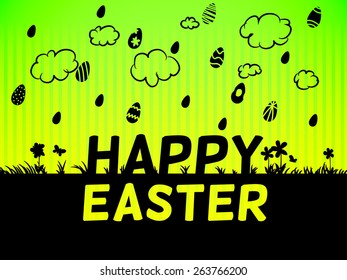 Happy Easter greeting card. Vector illustration. Green. Background.