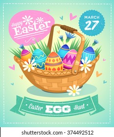 Happy Easter greeting card. Vector illustration