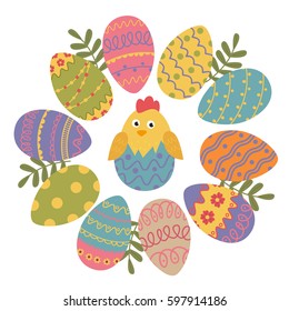 Happy Easter greeting card  - vector illustration, eps
