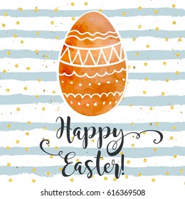 Happy Easter greeting card, vector hand drawn festive design. Colorful holiday background with doodle eggs.