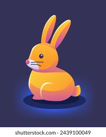 Tarjeta de felicitación de Pascua feliz con tarjeta de celebración de vacaciones de primavera de conejo amarillo vertical
