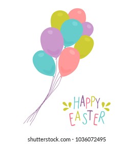 Happy easter, greeting card.Colorful balloons.Vector illustration.