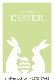 Tarjetas de felicitación de Pascua con consolas de pascua e ilustración vectorial de Huevo de Pascua. Fondo verde claro.
