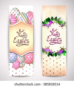 Happy Easter greeting cards on a paper background