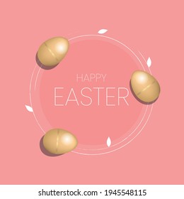 Happy Easter greeting cards, posters, holiday covers. Trendy design with typography, eggs in pastel colors. Modern art minimalist style.