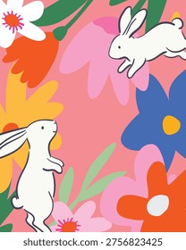 Happy Easter greeting cards, posters, and covers with modern minimalist designs, featuring pastel florals, hand-drawn eggs, and cute bunny illustrations.