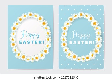 Happy Easter Greeting Cards Set. Vector illustration.