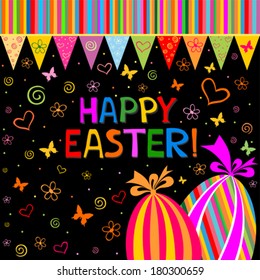 Happy Easter! Greeting colorful card. Vector Illustration