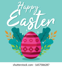 Happy Easter greeting with Cute easter egg Illustration. Easter egg vector illustration.