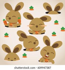 happy easter greeting - cute rabbit and egg
