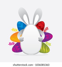 happy easter greeting design, blank bunny for write your text here