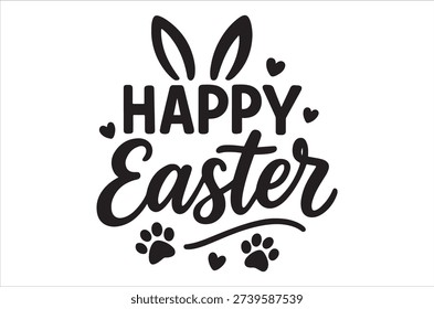 Happy Easter greeting with floral decorations and stars