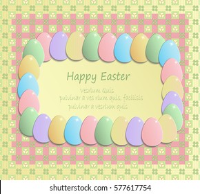 Happy easter greeting gift card yellow pink vector