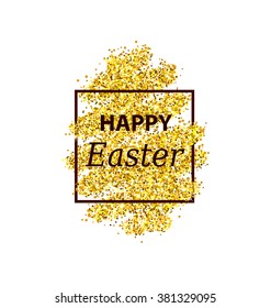 Happy Easter greeting  with gold glitter 
