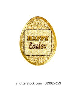 Happy Easter greeting  with gold glitter 
