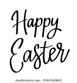 happy easter greeting hand lettering for typography. flat vector illustration on white background