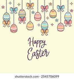 happy easter greeting hand lettering for typography. flat vector illustration on white background