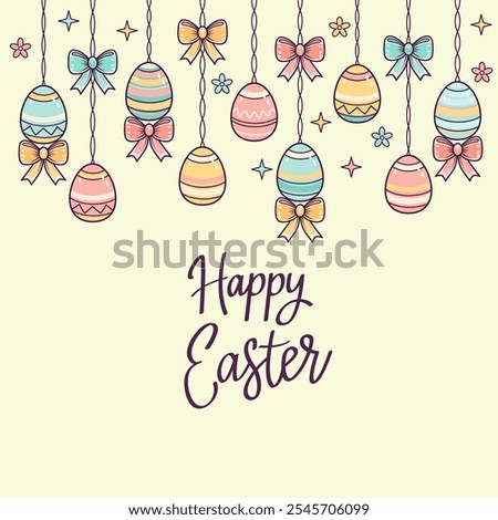 happy easter greeting hand lettering for typography. flat vector illustration on white background
