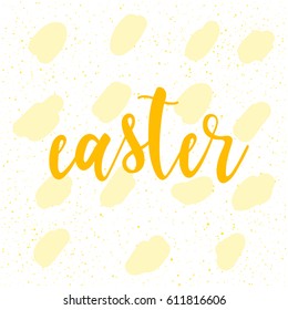 Happy easter greeting. Handwritten easter quote and hand drawn element for design card, invitation, t-shirt, book, banner, poster, scrapbook, album etc. 