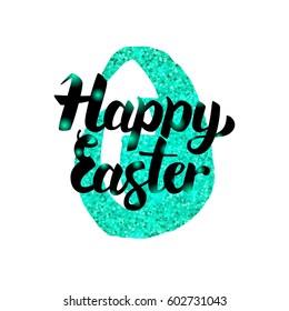 Happy Easter Greeting Inscription. Vector Illustration of Spring Holiday Postcard with Lettering.