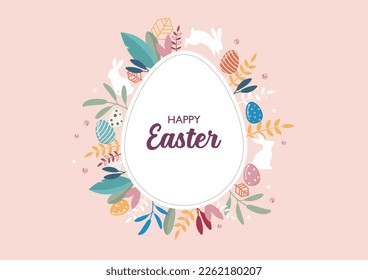 Happy Easter greeting invitation card. Vector illustration