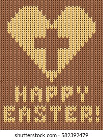 Happy easter greeting knitted card, vector illustration