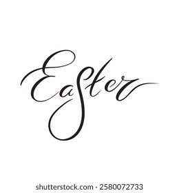 Happy Easter Greeting lettering. The single word Easter on a white background.