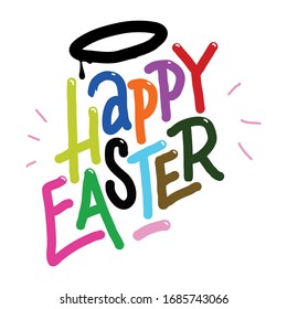 Happy Easter greeting Lettering Typography Colorful