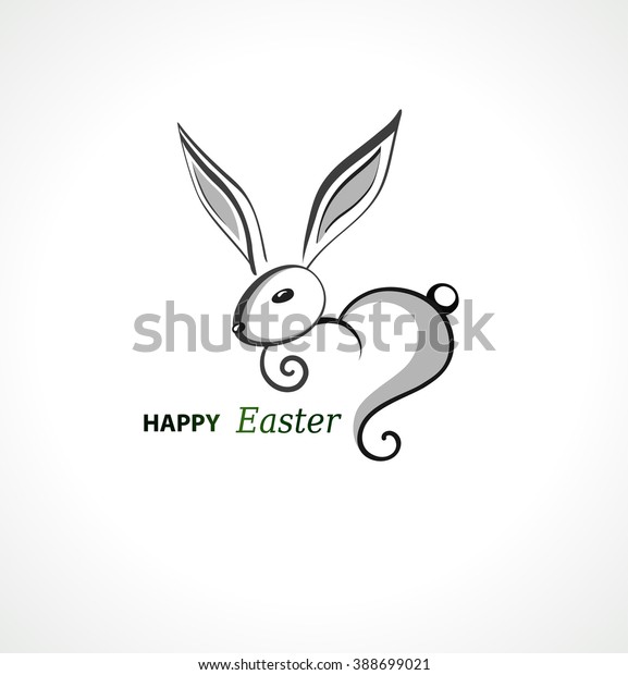 Happy Easter\
greeting logo with rabbit\
icon\
