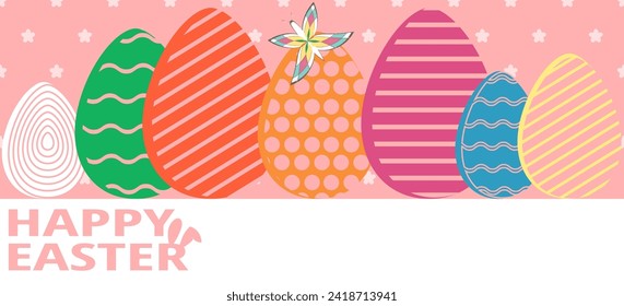 Happy Easter greeting poster, card, background, banner, wallpaper. Easter eggs simple abstract geometric Pattern for presentation, brochure, banner, templates set, background.