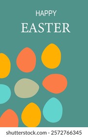 Happy easter greeting poster with colorful egg design for festive decor.