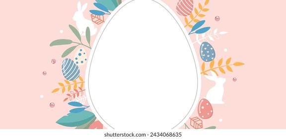 Happy Easter Greeting Template Banner. Vector Graphic Design