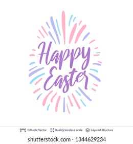 Happy Easter greeting text composition.Colorful lettering easy to edit vector design element.