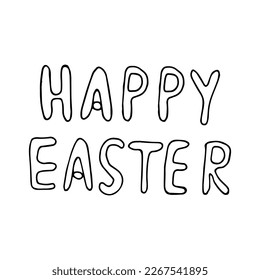 Happy easter greeting text in hand drawn style. Lettering.