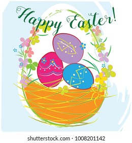 Happy Easter greeting vector illustration design. Can be used for Easter greeting card.