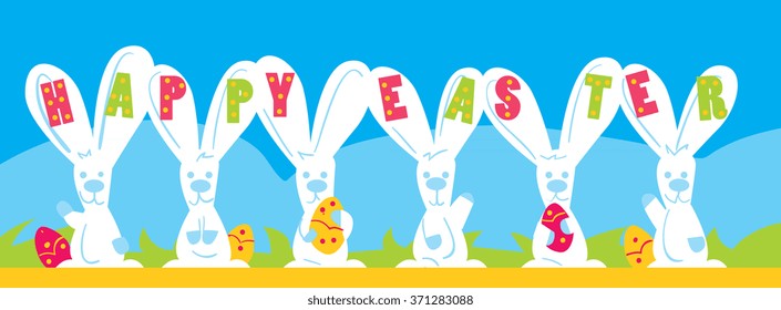 Happy Easter greeting vector illustration. Spring holiday concept.