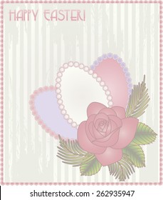 Happy Easter greeting vintage card, vector illustration