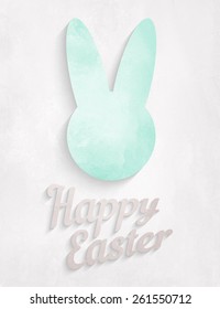 Happy Easter greeting watercolor card with rabbit watercolor