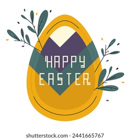 Happy Easter. Greetings for Banner Easter Day. Simple bright abstract colorful egg. Happy Easter greeting card. Modern vector illustration minimal style.