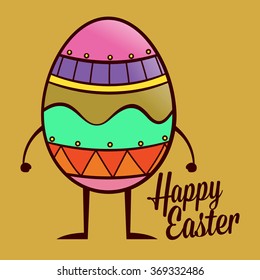 Happy Easter greetings with colorful egg, vector illustration