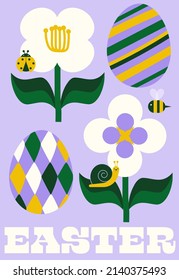 happy easter greetings design template vector, illustration