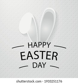 Happy Easter greetings, rabbit ears, perforated background - Vector illustration