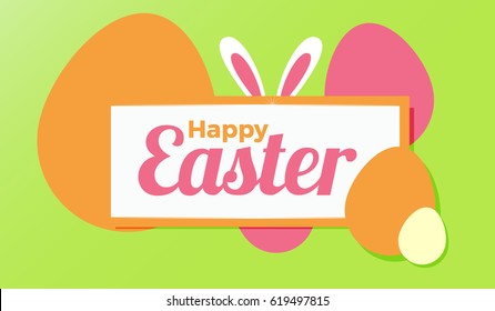 Happy easter greetings for web or greetings card. Vector editable design