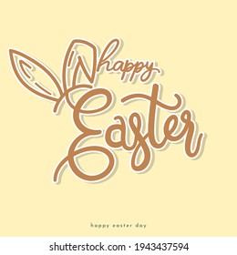 Happy Easter hand draw  in Easter Holiday,isolated on yellow background ,Vector Illustration EPS 10