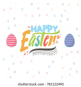 Happy Easter. Hand Drawing Vector Lettering design. Can be used for posters, postcards, prints on clothes.
