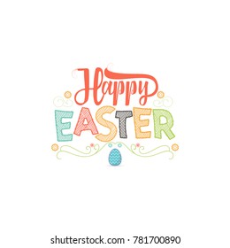 Happy Easter. Hand Drawing Vector Lettering design. Can be used for posters, postcards, prints on clothes.